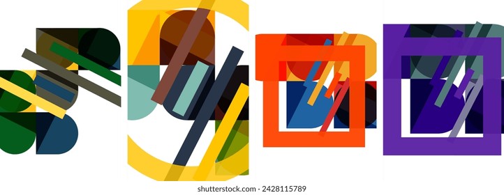 Square and round shape geometric poster set for wallpaper, business card, cover, poster, banner, brochure, header, website