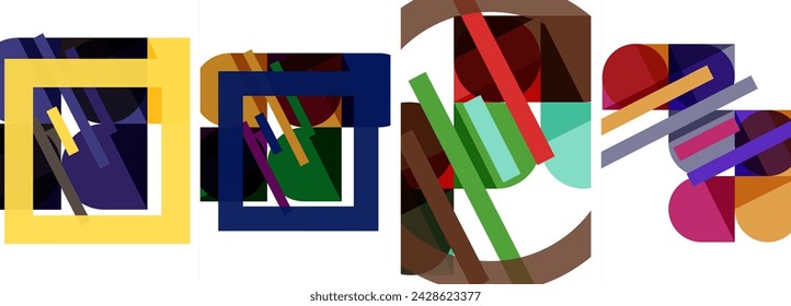 Square and round shape geometric poster set for wallpaper, business card, cover, poster, banner, brochure, header, website