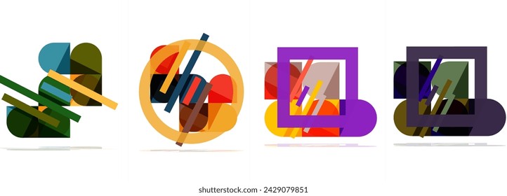 Conjunto de póster geométrico de forma cuadrada y redonda para papel pintado, tarjeta de visita, cubierta, póster, banner, folleto, encabezado, sitio web