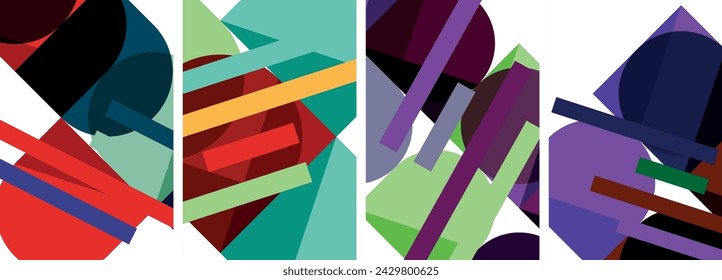 Conjunto de póster geométrico de forma cuadrada y redonda para papel pintado, tarjeta de visita, cubierta, póster, banner, folleto, encabezado, sitio web