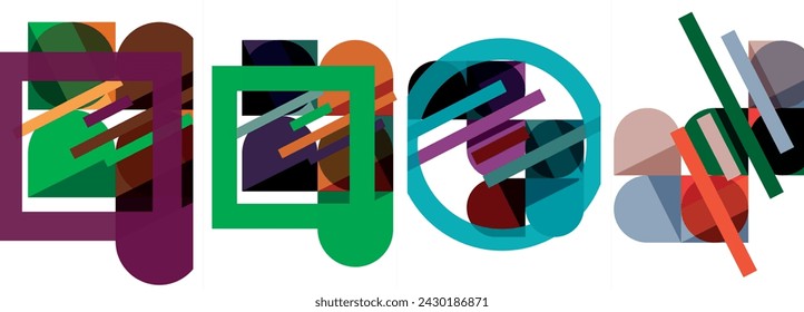 Square and round shape geometric poster set for wallpaper, business card, cover, poster, banner, brochure, header, website