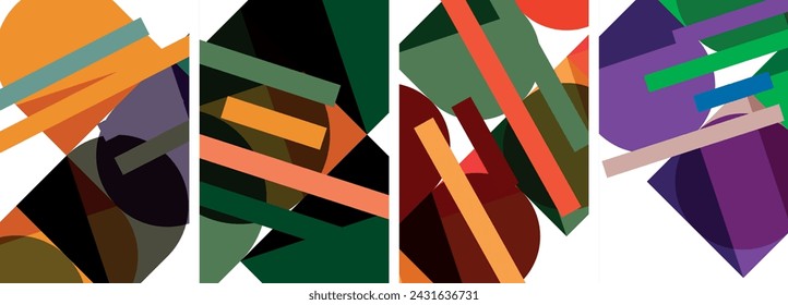 Square and round shape geometric poster set for wallpaper, business card, cover, poster, banner, brochure, header, website