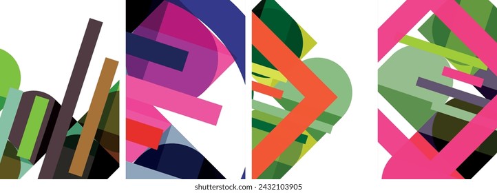 Square and round shape geometric poster set for wallpaper, business card, cover, poster, banner, brochure, header, website
