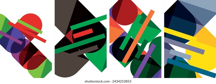Conjunto de póster geométrico de forma cuadrada y redonda para papel pintado, tarjeta de visita, cubierta, póster, banner, folleto, encabezado, sitio web