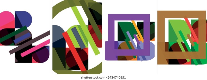 Square and round shape geometric poster set for wallpaper, business card, cover, poster, banner, brochure, header, website