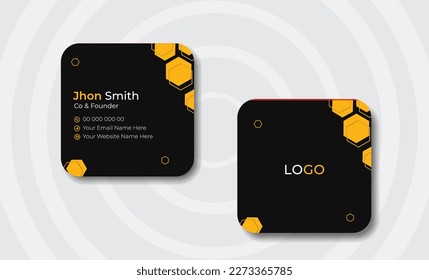 Square Rounded Business Card Template Abstract Business Card Design or Professional Business Card