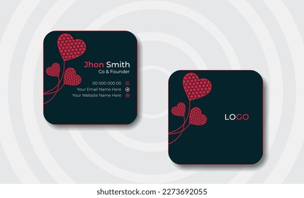 Square Rounded Business Card Template. Abstract Design Business Card or Professional Business Card Design