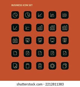 Square Rounded Business Icon Set Collection Perfect For Web Interface