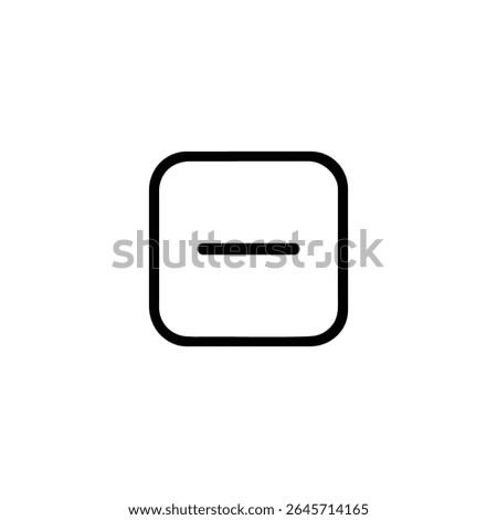 A square with rounded corners enclosing a minus sign, for remove or decrease, using 1.5px monoline strokes. Flat 2D vector.
