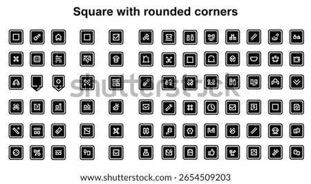Square with Rounded Corners Icon: UI Element and Modern Shape Solid Black
