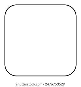 square with rounded corners shape, black and white vector silhouette illustration isolated on white background