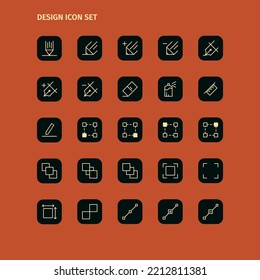 Square Rounded Design Icon Set Collection Perfect For Web Interface