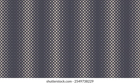 Square Rounded Dots Halftone Pattern Vertical Striped Vector Abstract Background. Half Tone Frequency Effect Geometric Rhomb Grid Graphic Abstraction. Retro Futuristic Technology Art Illustration