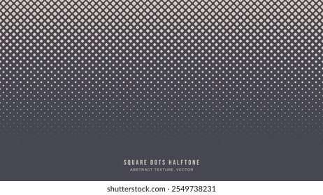 Square Rounded Dots Halftone Pattern Faded Border Vector Abstract Background. Geometric Rhombus Grid Graphical Abstraction Half Tone Subtle Texture. Retro Futuristic Sci-Fi Technology Art Illustration