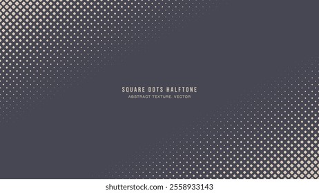 Square Rounded Dots Halftone Pattern Slanted Border Vector Abstract Background. Rhomb Geometric Grid Graphic Abstraction. Half Tone Faded Subtle Texture. Retro Futuristic Technology Art Illustration