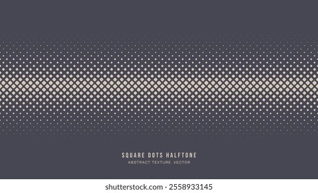 Square Rounded Dots Halftone Pattern Straight Line Seamless Border Vector Abstract Background. Half Tone Rhombus Geometric Grid Offset Structure. Retro Futuristic Graphic Abstraction Art Illustration