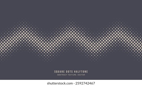 Square Rounded Dots Halftone Pattern Zigzag Line Seamless Border Vector Abstract Background. Half Tone Rhombus Geometrical Grid Offset Structure. Retro Futuristic Graphic Abstraction Art Illustration