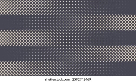 Square Rounded Dots Halftone Pattern Striped Vector Graphics Abstract Background. Half Tone Geometric Rhomb Grid Graphical Abstraction. Retro Futuristic Technology Art Illustration