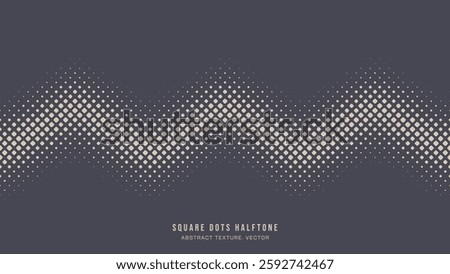 Square Rounded Dots Halftone Pattern Zigzag Line Seamless Border Vector Abstract Background. Half Tone Rhombus Geometrical Grid Offset Structure. Retro Futuristic Graphic Abstraction Art Illustration