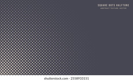 Square Rounded Dots Offset Halftone Pattern Radial Border Vector Abstract Background. Retro Futuristic Sci-Fi Technology Art Illustration. Geometrical Rhombus Grid Abstraction Half Tone Subtle Texture