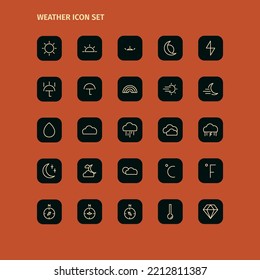 
Square Rounded Weather Icon Set Collection Perfect For Web Interface