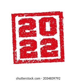 Square rubber stamp vector illustration for new year’s greeting card in 2022