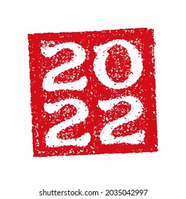 Square rubber stamp vector illustration for new year’s greeting card in 2022