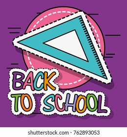 square ruler education school tool patch sticker