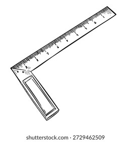 Square ruler vector line art hand drawn illustration