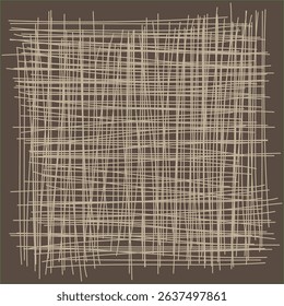Square rustic fabric texture with hand-drawn crosshatch lines – vintage linen style sketch on dark background