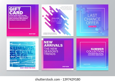 Square Sale Banners Template for Social Media and Mobile apps with Abstract Geometric Background.