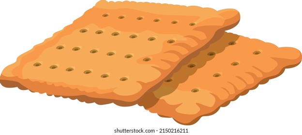 Square salty cracker icon. Cartoon biscuit snack