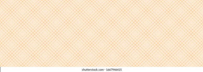 Quadratisches sandgelbes Mesh ungleiches Muster. Vektorillustration, Hintergrund.