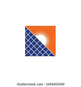square satellite space logo template with sun illustration