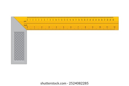 Square Scale Ruler Measurement (Elbow Ruler) in Real Size, vector image isolated, eps