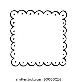 Square scallop frame doodle line art illustration clipart