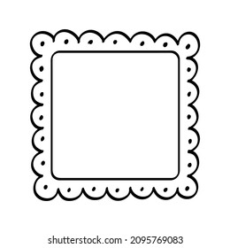 Square scallop frame doodle line art illustration clipart