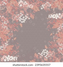 square scarf design with abtract floral pattern