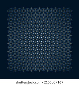 Square scarf design classic blue background. Out off seasons universal fashion accessory. High resolution image, digital illustration. Modern scarves fabric design textile swatch all over print block.