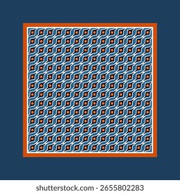 Fondo azul clásico del diseño cuadrado de la bufanda. Accesorio de moda universal fuera de temporada. Ilustración digital de Imagen de alta resolución. Pañuelos coloridos modernos de tela muestra textil en todo el bloque de impresión.