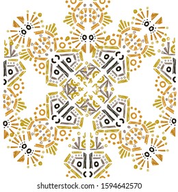 Square scarf ethnic ornate print silk.  Shawl ornament carpet