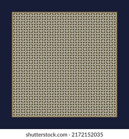 Square scarf pattern classic blue white background. Universal fashion accessory template. High resolution image, digital illustration. Modern scarves fabric design textile swatch all over print block.