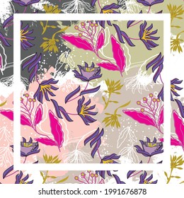 quadratisches Schiefermuster mit bunten Blumen und weichem Hintergrund