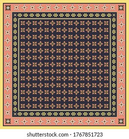 Quadratisches Schal-Muster mit ethnischen Ornamenten. Hijab-Design