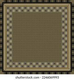 Square scarf pattern with ornament combination. Silk scarves motifs