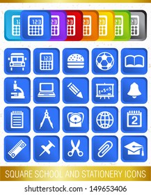 SQUARE SCHOOL AND STATIONERY ICONS