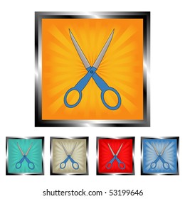 Square scissors burst vector buttons