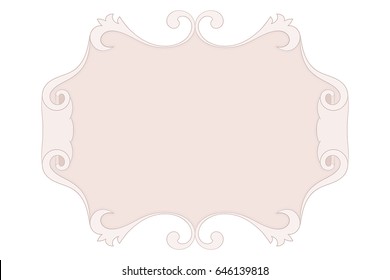 Square scroll banner. Beige ornament. Vector illustration isolated on white background