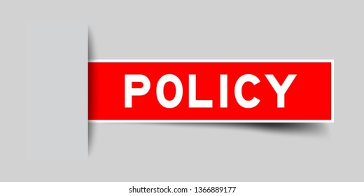Square seal red color sticker in word policy insert on gray background 