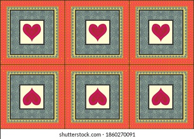 Square Seamless abstract pattern with heart, Seamless abstract pattern, heart pattern and texture 